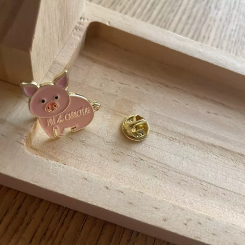 pin's j'ai du caractère bois